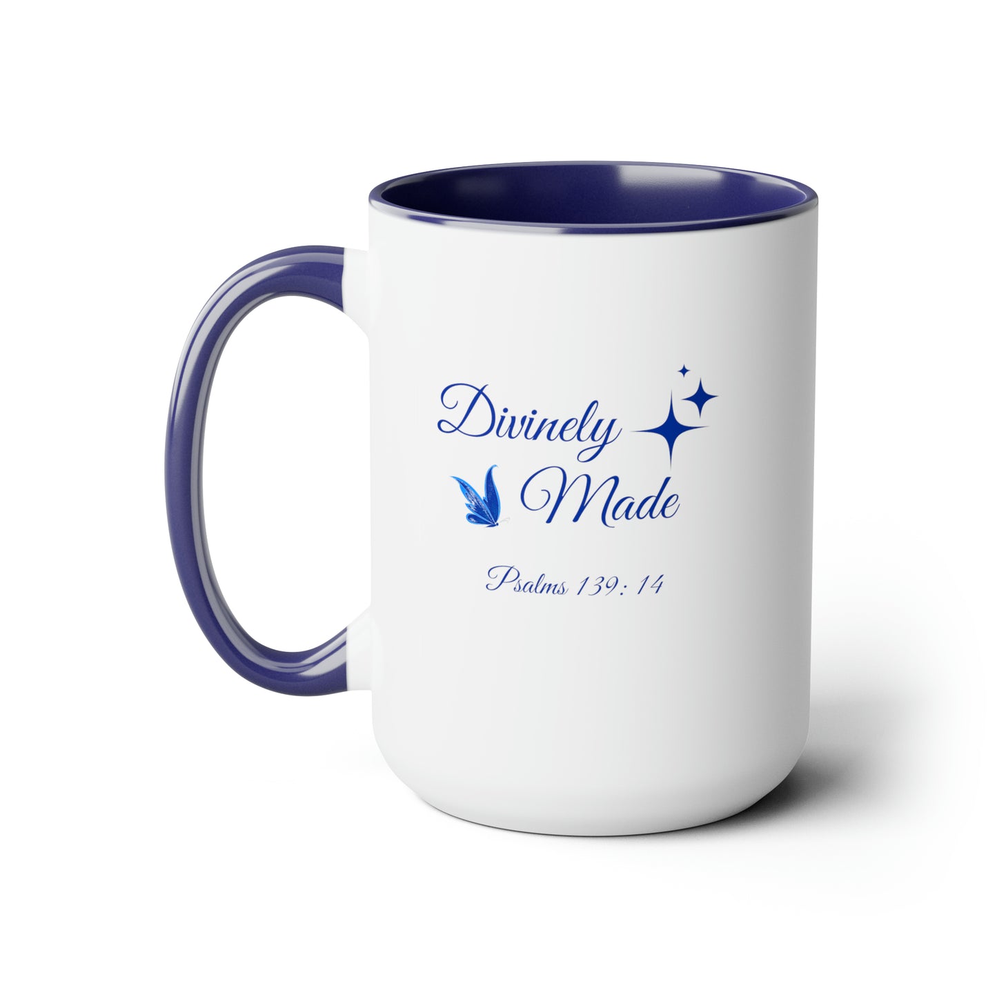 Divinely Made Butterfly 15 ounce coffee Mug, with Psalm 139 scripture reference