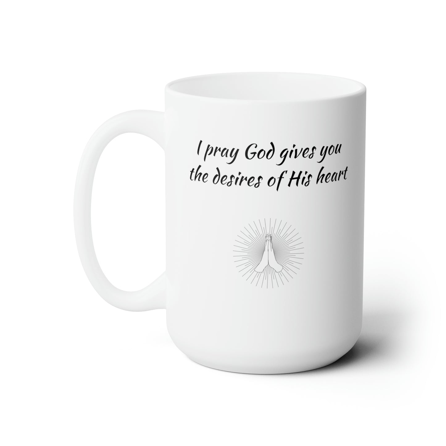 Desire of God's Heart coffee mug with praying hand's 15oz Jeremiah 29 scripture